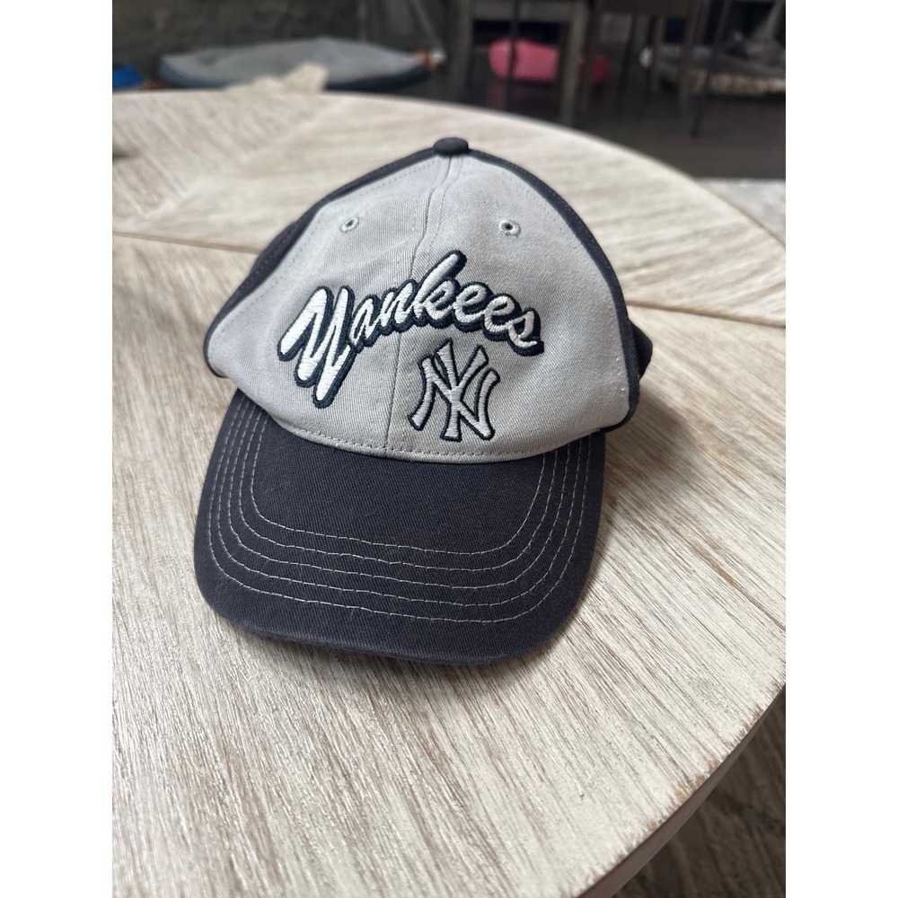 47 Brand New York Yankees Kids Script Adjustable Hat Navy‎ Gray Embroidered